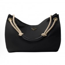 프라다 마리너 삼각 메탈 로고 나일론 숄더백 라지 1BC244 블랙