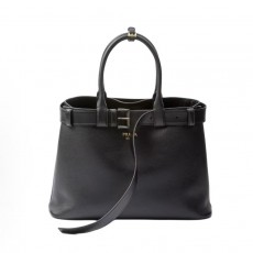 프라다 버클 엠보싱 레터링 로고 가죽 숄더크로스 토트백 라지 1BA416