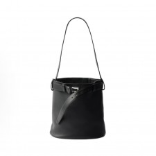 프라다 버클 레터링 로고 레더 버킷 숄더백 1BE085 블랙