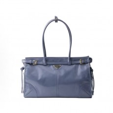 프라다 에나멜 삼각 로고 카프스킨 숄더백 1BA433 블루