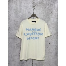 루이비통 26SS 로고 자수 반팔 티셔츠 남녀공용 오버핏 화이트 (사슬공장)