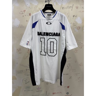 발렌시아가 NBA 콜라보 로고 넘버 반팔 져지 티셔츠 남녀공용 오버핏 화이트