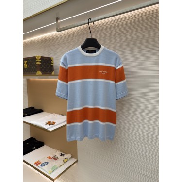 루이비통 레터 로고 배색 스트라이프 니트 반팔 (X공장)