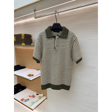 루이비통 배색 자카드 니트 반팔 폴로셔츠 (X공장)