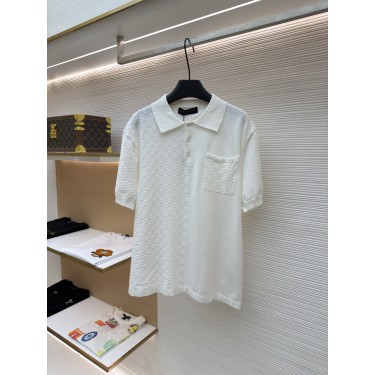 루이비통 다미에 자카드 배색 니트 반팔 폴로셔츠 (X공장)