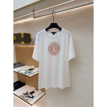 루이비통 스탬프 프린트 코튼 니트 라운드넥 반팔 티셔츠 (X공장)