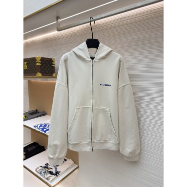 Balenciaga 레터링 자수 후드 집업 후디