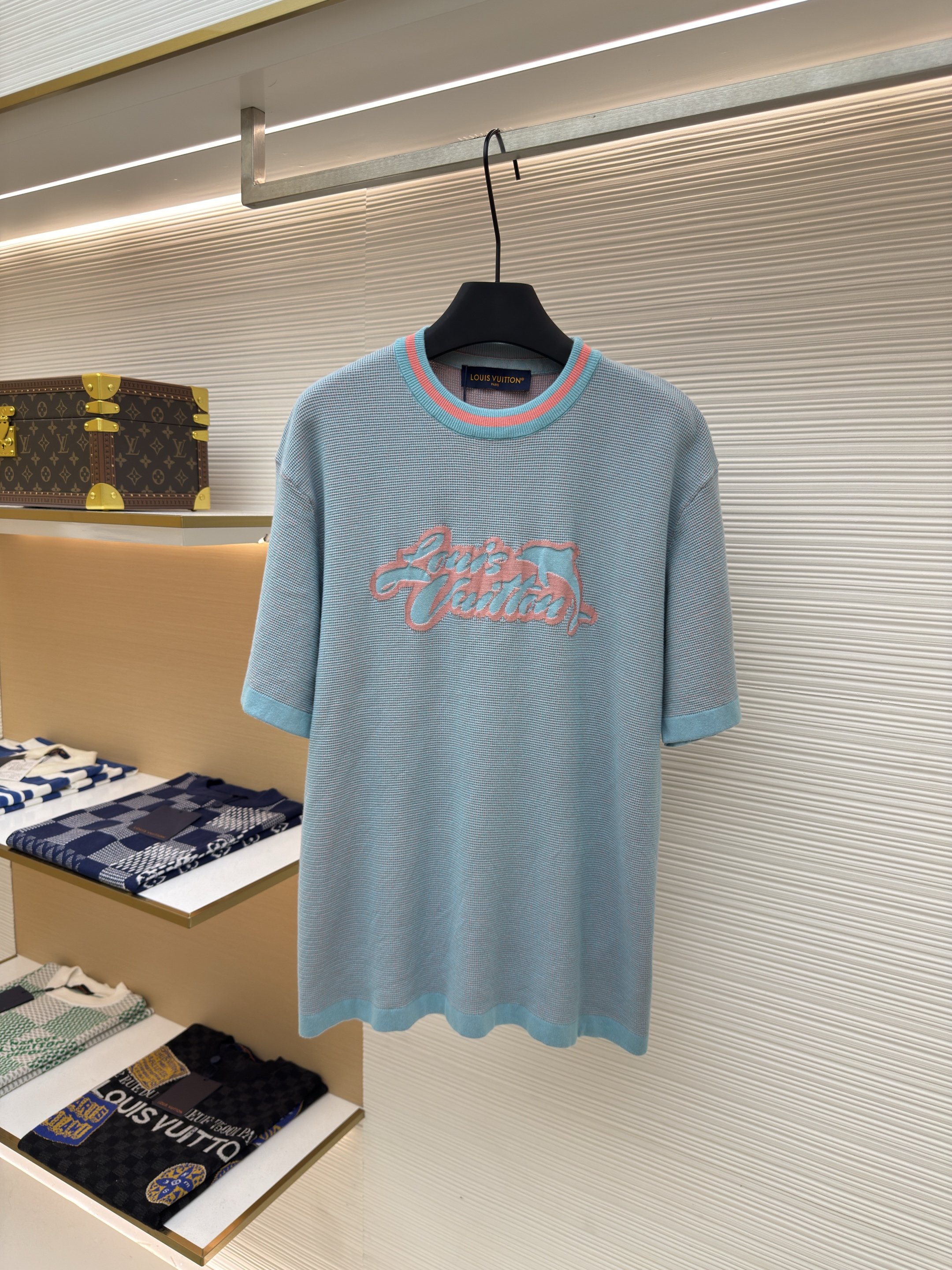 루이비통 돌핀 자카드 니트 반팔 티셔츠 (X공장)