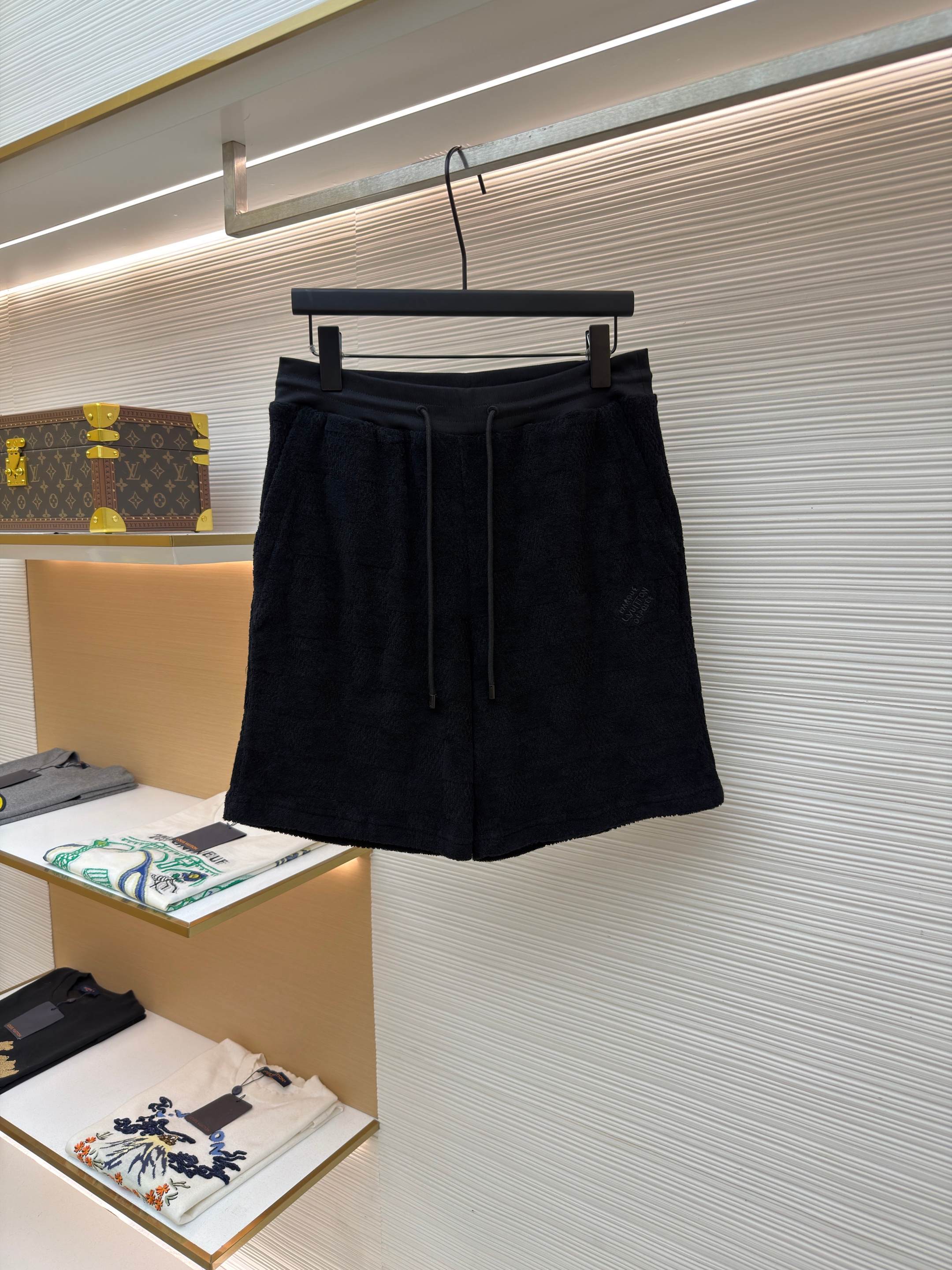 루이비통 다미에 체크 테리 코튼 자수 쇼츠 반바지 (X공장)