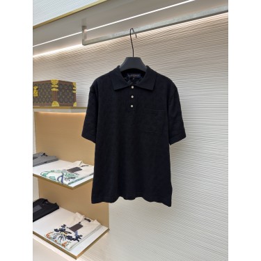 루이비통 레터 퍼포레이티드 펀칭 자카드 니트 반팔 폴로 셔츠 (X공장)