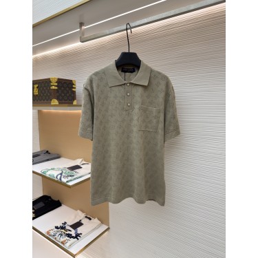 루이비통 레터 퍼포레이티드 펀칭 자카드 니트 반팔 폴로 셔츠 (X공장)