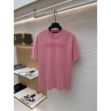루이비통 워싱 핑크 자수 라운드넥 반팔 티셔츠 (X공장)
