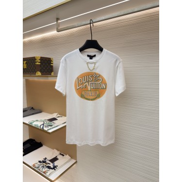 루이비통 파리 여행 스탬프 체인 프린트 라운드넥 반팔 티셔츠 (X공장)