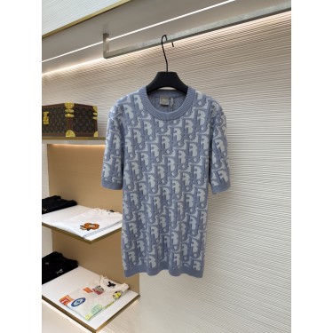 디올 로고 자카드 니트 반팔 티셔츠 (X공장)