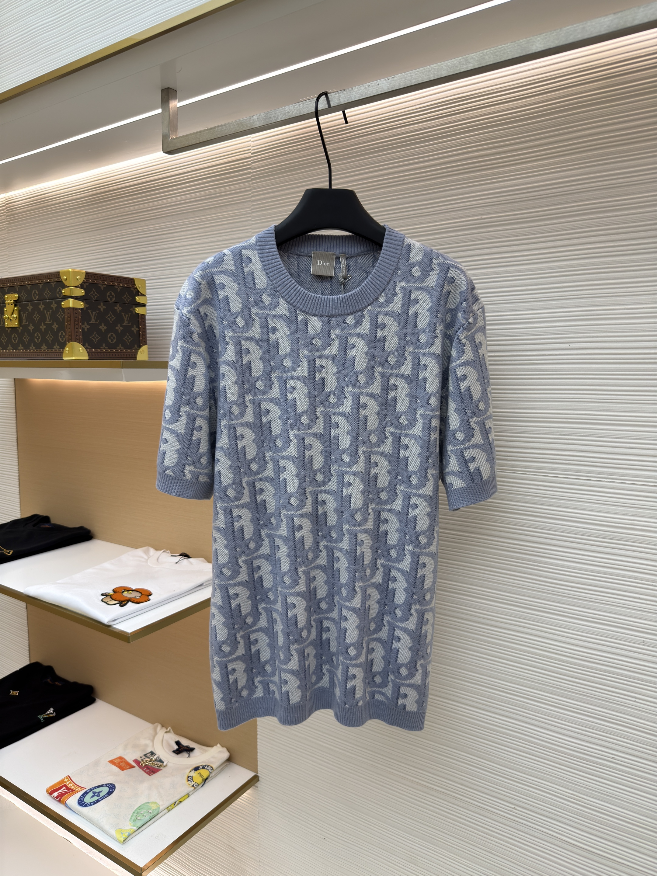 디올 로고 자카드 니트 반팔 티셔츠 (X공장)