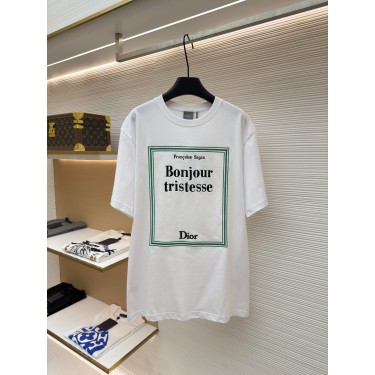 디올 그린 프레임 그래픽 자수 코튼 반팔 티셔츠 (X공장)