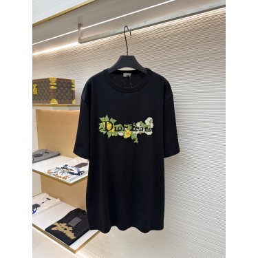 디올 레터링 플라워 자수 반팔 티셔츠 (X공장)