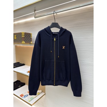루이뷔통 레터 가죽 패치 로고 지퍼 후드티