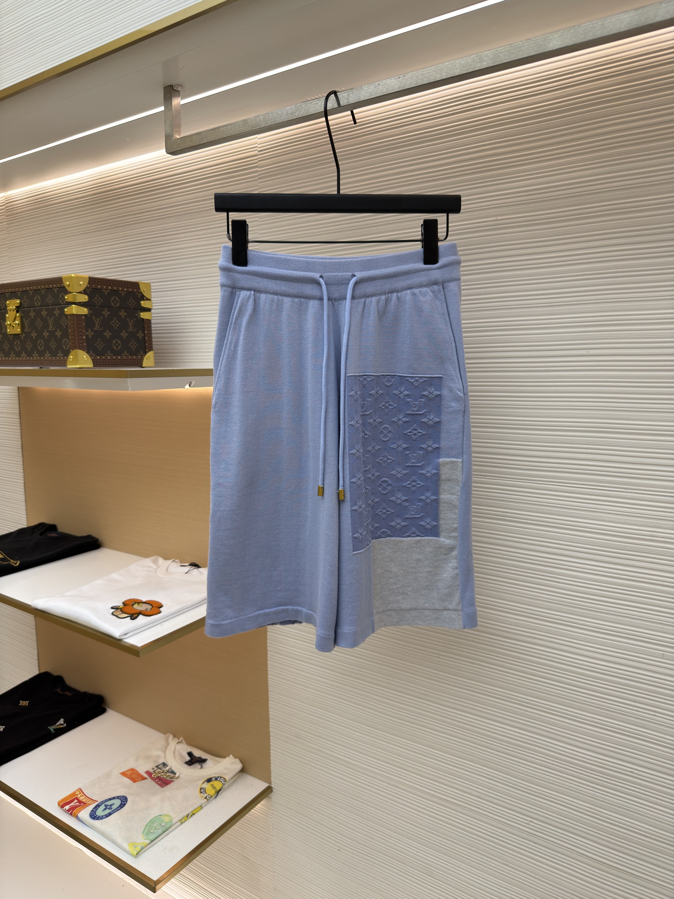 루이비통 자카드 배색 니트 반바지