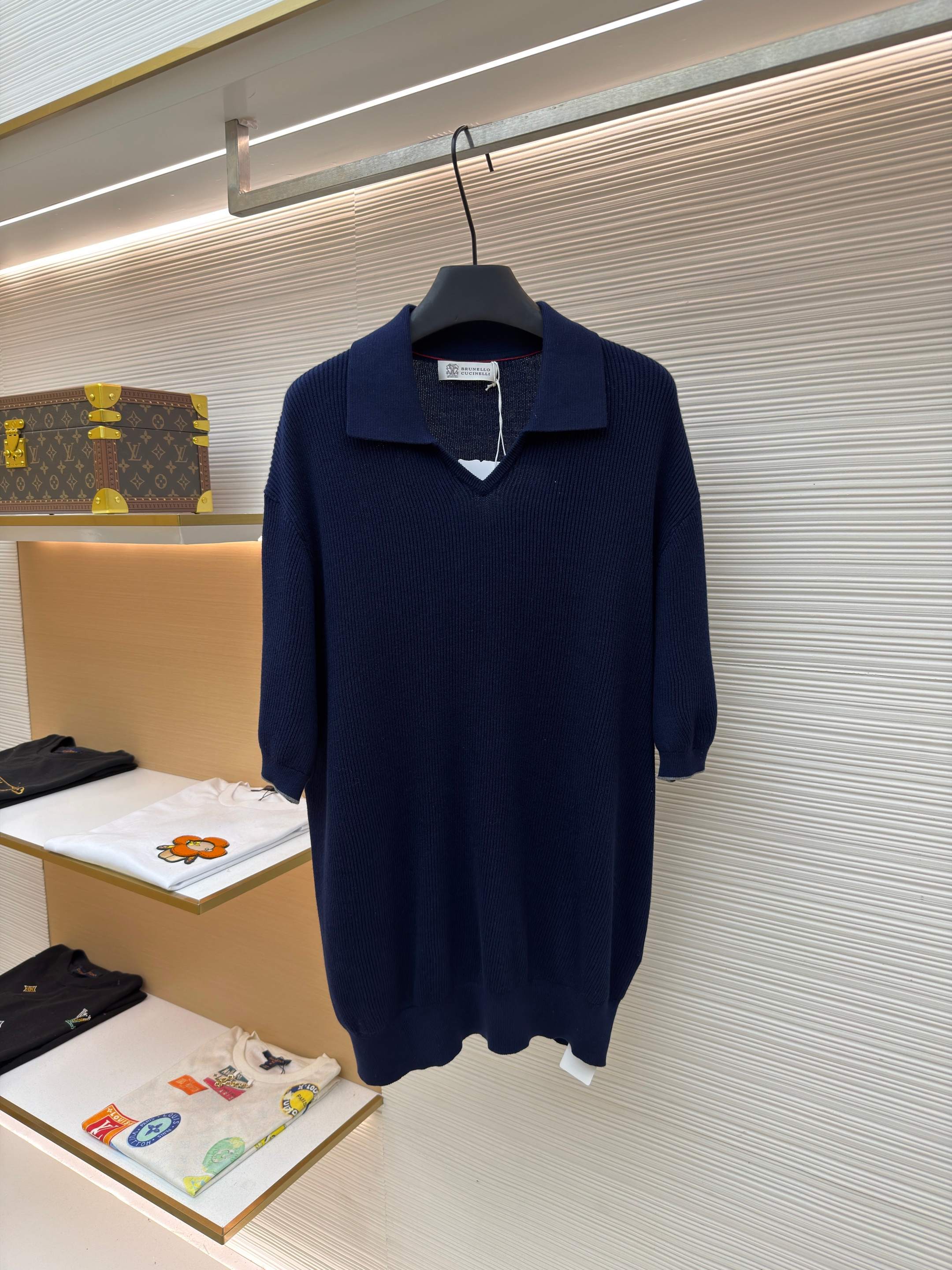 브루넬로 쿠치넬리 Brunello Cucinelli 리브 니트 폴로 셔츠