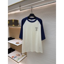 아미 Ami Paris 크로셰 니트 패치 반팔 티셔츠 (블루/화이트 배색) (X공장)