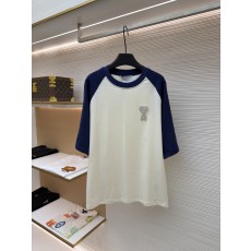 아미 Ami Paris 크로셰 니트 패치 반팔 티셔츠 (블루/화이트 배색) (X공장)