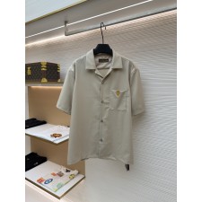루이뷔통 LOUIS VUITTON 실·면 벨벳 혼방 오픈카라 로고 셔츠