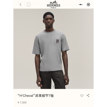 에르메스 Hermes Paris 준마 가죽 로고 반팔 티셔츠
