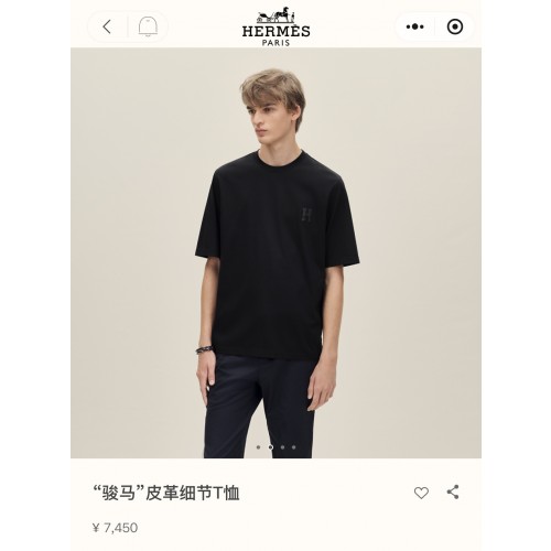 에르메스 Hermès Paris 준마 가죽 자수 반팔 티셔츠
